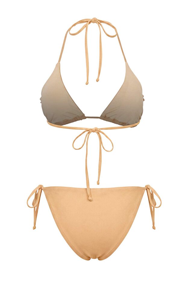Ten Rengi Taş Baskı Üçgen Kaplı Brazilian Normal Bel Bikini Takımı TBESS24BT00131 - 5