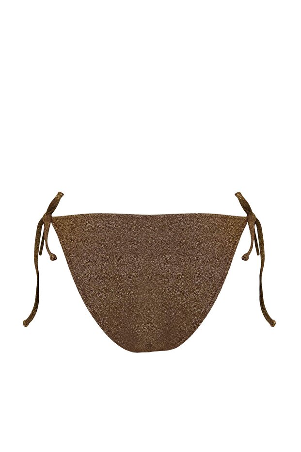 Kahverengi Simli Üçgen Kaplı 3'lü Set Bikini Takımı TBESS26BT00186 - 6