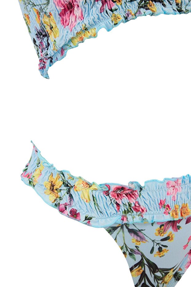 Çiçek Desenli Straplez Kaplı Gipeli Yüksek Bel Brazilian High Leg Bikini Takımı TBESS26BT00180 - 2