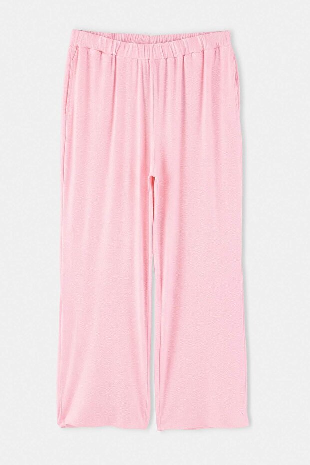 Pembe Kareli/Puantiyeli 2'li Paket Örme Büyük Beden Pijama Altı TBBAW27IA00004 - 5