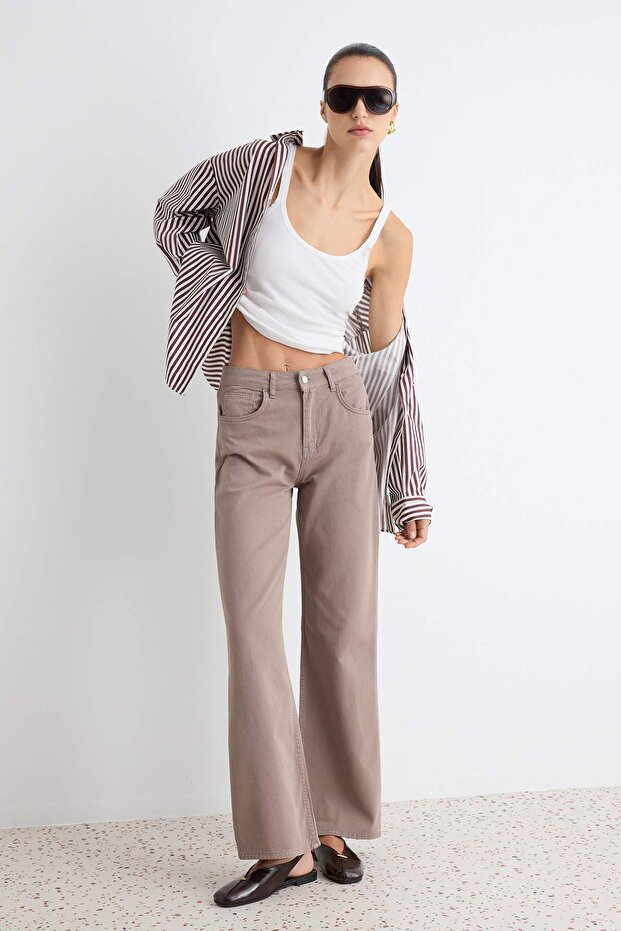 Vizon %100 Pamuk Yüksek Bel Wide Leg Jeans TWOAW27JE00108