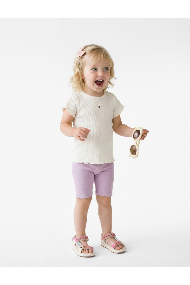 Basic-Leggings aus Baumwolle mit elastischem Bund - 1