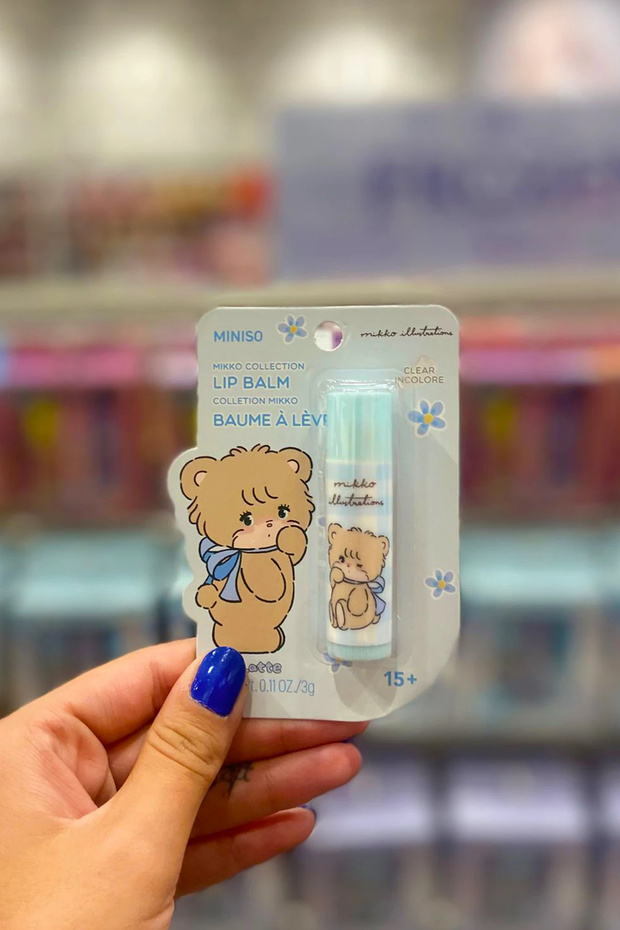 Mikko Licensed Strawberry Flavored Moisturizing Lip Balm with Latte Teddy Bear Character 11 cm