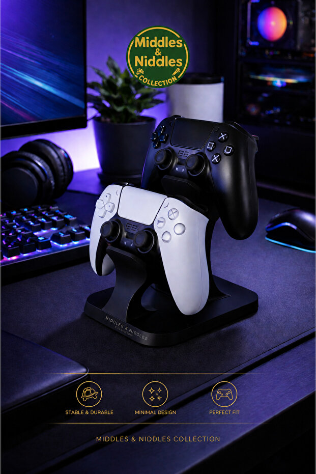 حامل يد تحكم مزدوج متوافق مع Xbox Series X / S – One - PS | حامل لوحة الألعاب ومنظم المكتب