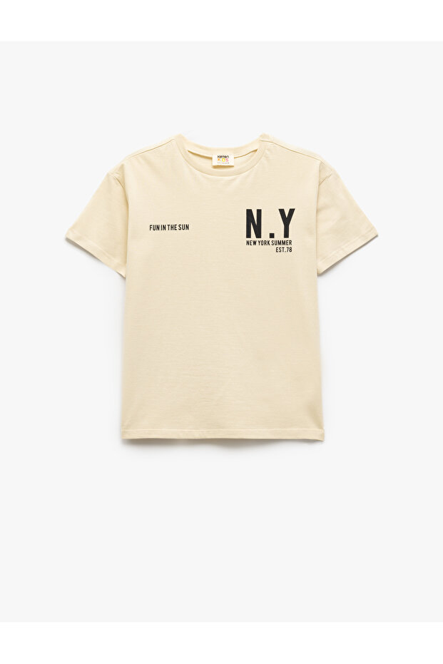 Crew Neck Printed Cotton Short Sleeve T-Shirt