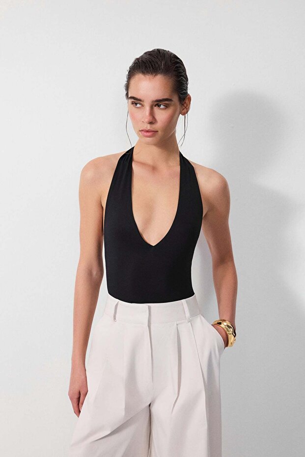 Derin V yaka bodysuit - 1