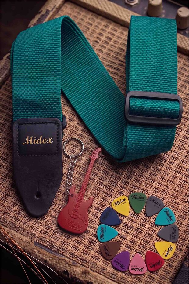 Asm-26Tr Guitar Shoulder Strap Turquoise Color 89-155cm (Plectrums Gift)