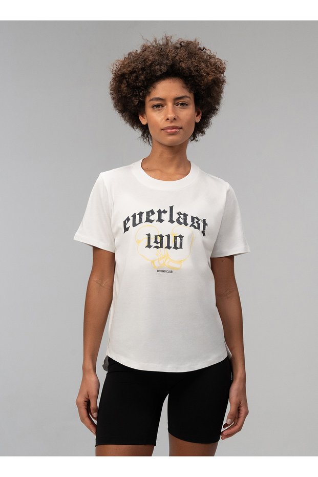 Tw0106 112-Graphic Boxing Comfort White Crew Neck Plain Women's T-Shirt