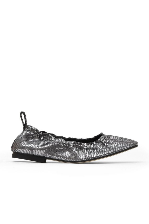 Bronze Shiny Leather Women's Flat Ballerinas 30Wa242231