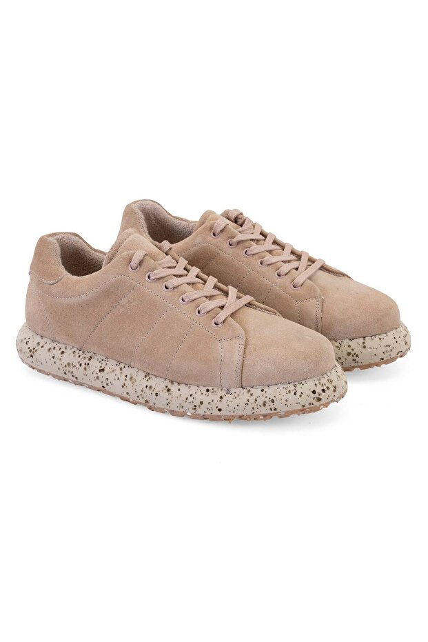 Women's Beige Suede Leather Casual Shoes