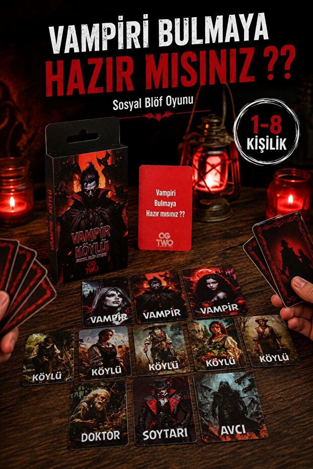 Vampire Villager Card Game Social Bluffing Game Role-Playing Strategy Social Deduction Deduction Party Box Game with 16 Role Cards Gift with Special Box Fun for Crowds Group Family Friend Game Ages 9+