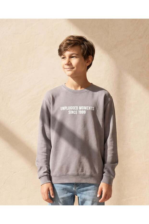 Senior Boys Grey Plain Sweatshirt