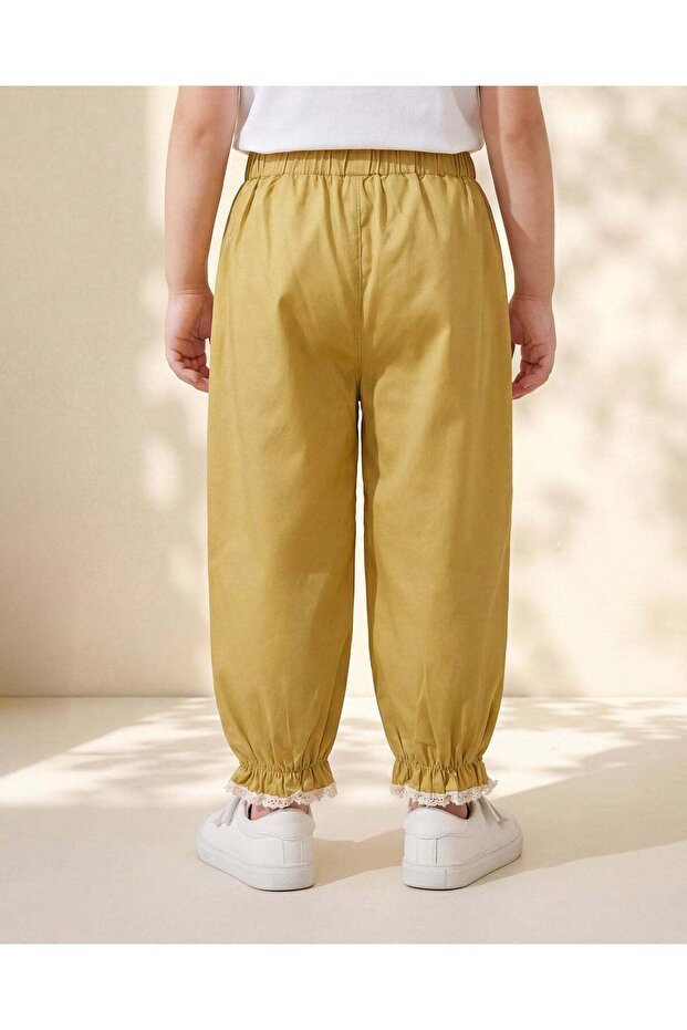 Girls Green Solid Trouser - 3