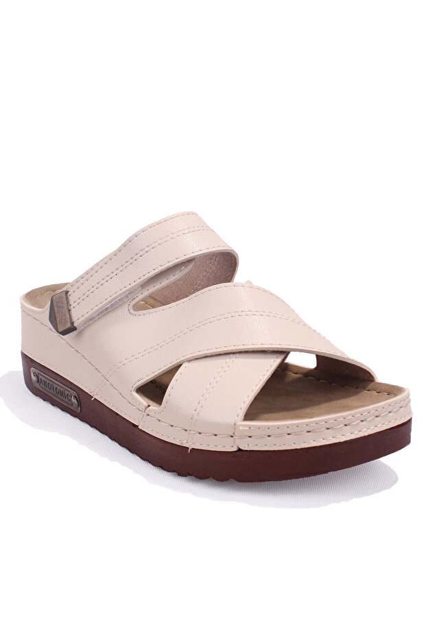 Dza37-3005 Beige Daily Orthopedic Women's Slippers