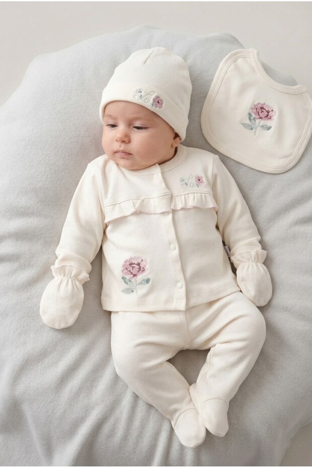 Baby Girl Rose Clothed Set 0-3 Months 5-Piece Newborn Hospital Release Zibin Set