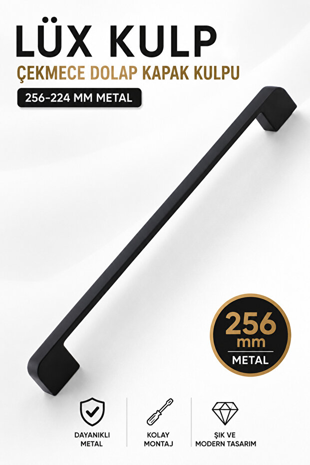 Metal Handle 256 mm - 25.6 cm Furniture Drawer Kitchen Cabinet Cupboard Handles Handle Handle Black