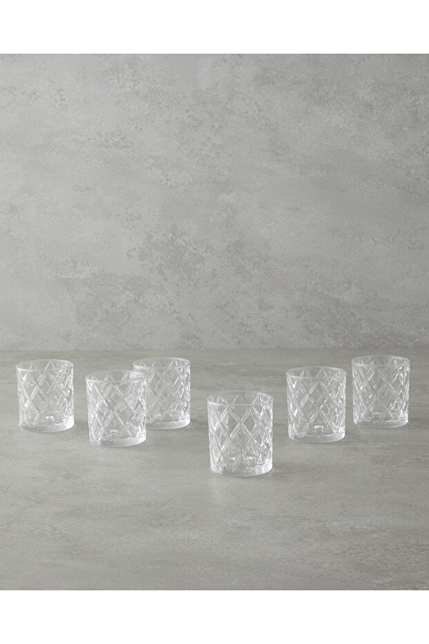 Diamond 6-Piece Coffee Side Glass Set, 90 ml, Transparent