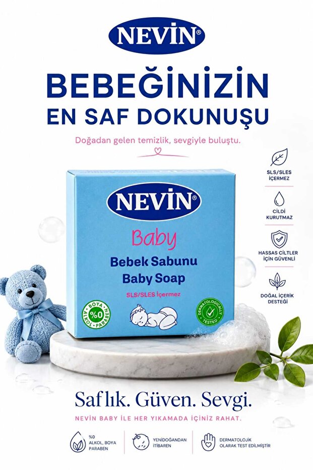 Yenidoğan Bebek Sabunu Doğal İçerikli Hassas Ciltlere Özel Nemlendirici Bakım 100 GR - 1