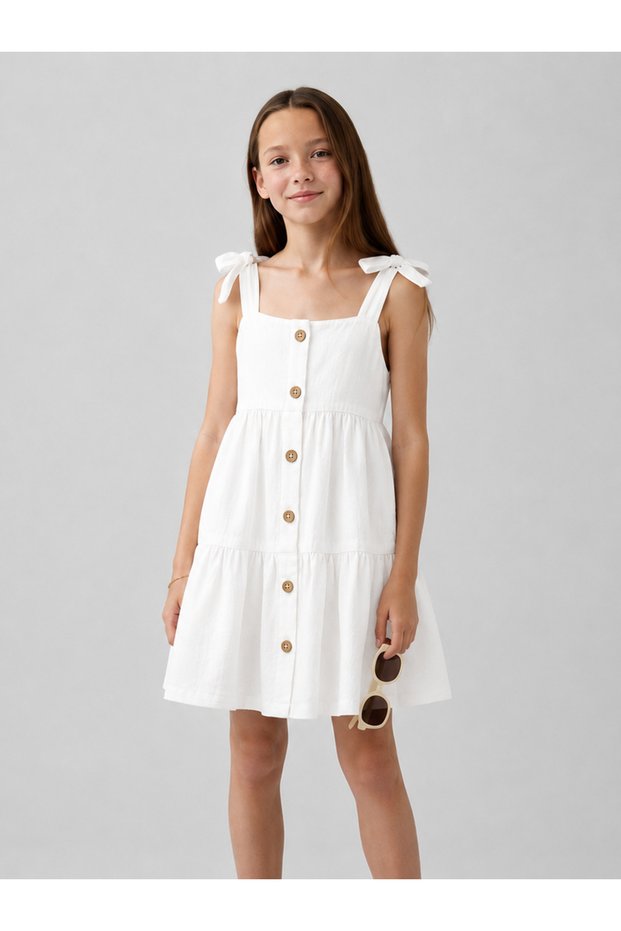 Girl's Cotton Muslin Fabric Strap Dress