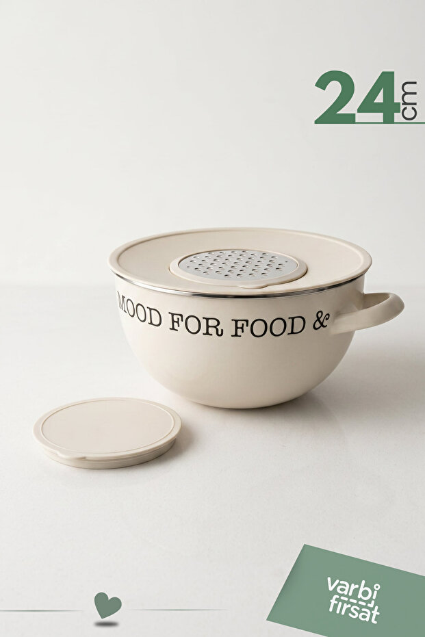24 cm Enamel Grater Mixing Bowl | Dough, Salad and Vegetable Preparation Bowl