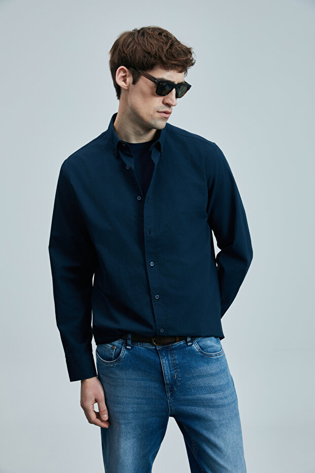 Ellery Men's Basic Shirt Regular Fit Navy Blue - 3