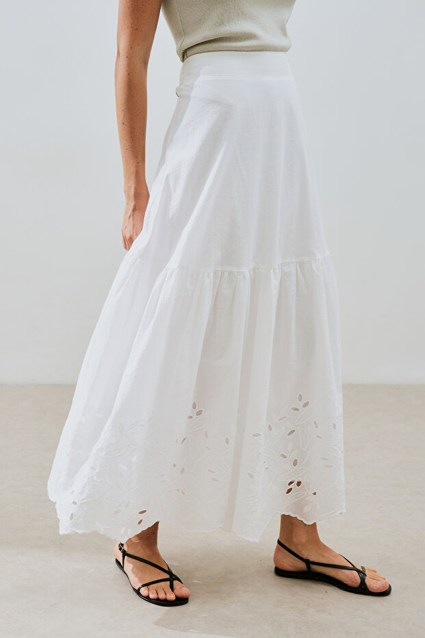 FUSTA LUNGĂ BORDATĂ ECRU - 2