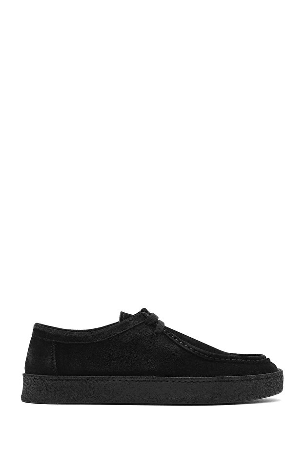 Men's Black Lace-Up Thick-Soled Suede Leather Casual Shoes 26Sfd630610