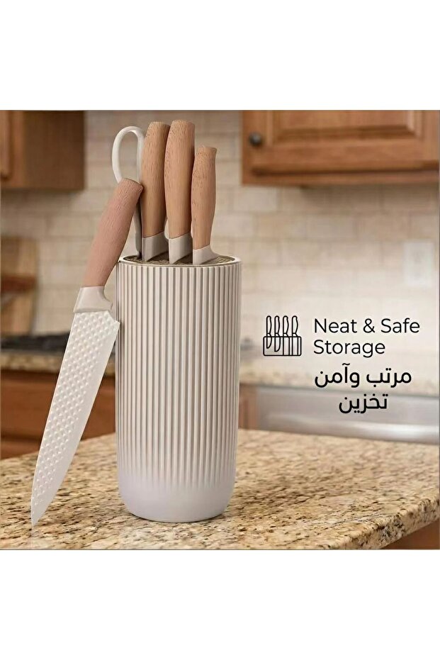 Kitchen Knife Set with Safe Storage Block, Sharp Blades with Ergonomic Non-Slip Handles, Cutting Tools for Food Prep and Home Cooking, Ideal for Chefs and Home Cooks