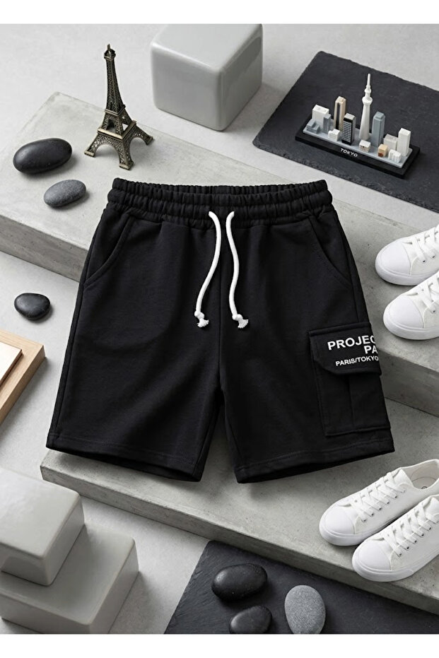 Boy's Shorts Project Paris Printed with Cargo Pockets