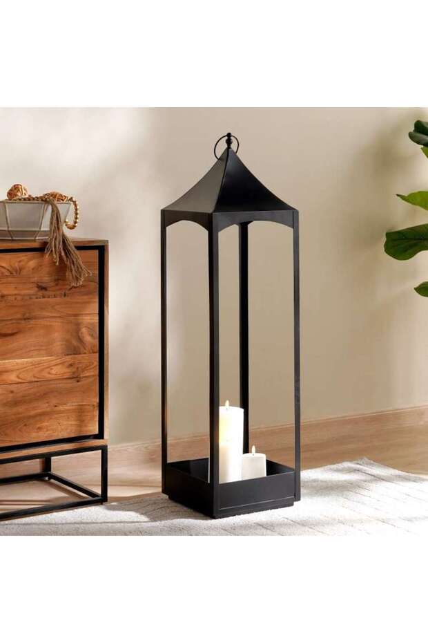 Mahina Metal Arc Lantern 28x28x110cm - Black
