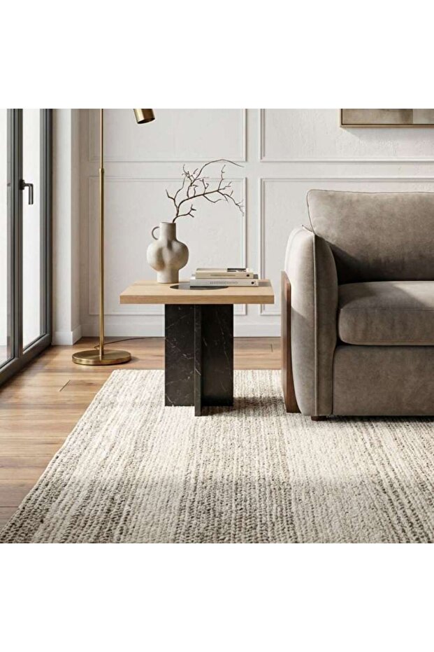 Elsian End Table Marble - Natural & Black
