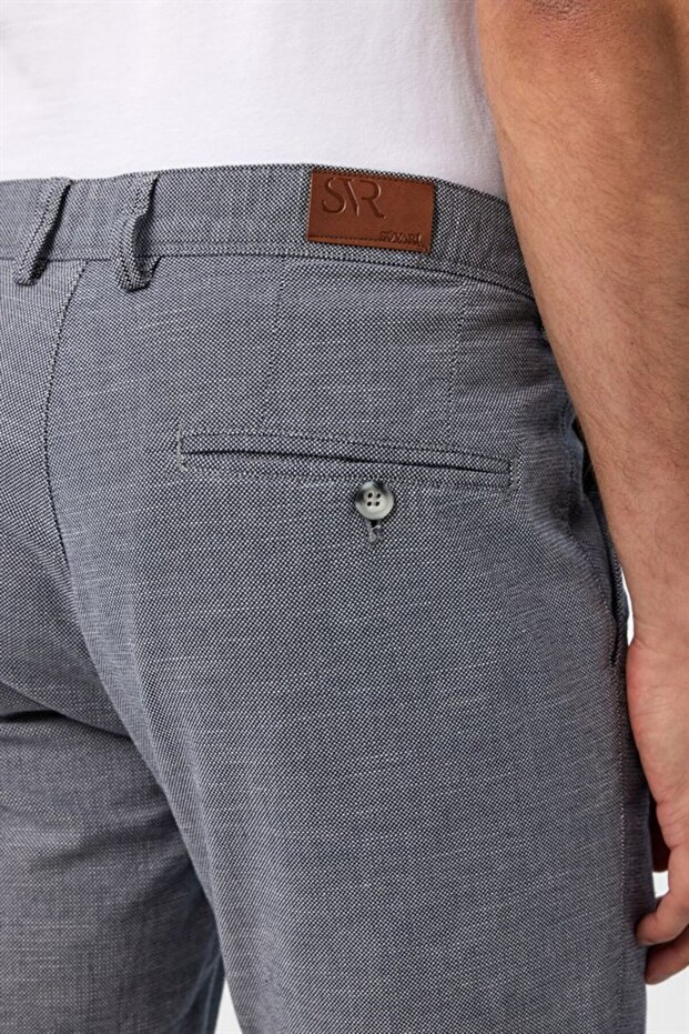 Lacivert Slim Armürlü Pantolon - 5
