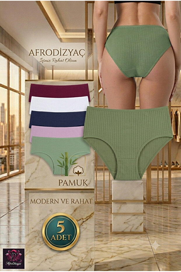 5-Piece Ribbed High Waist Extra Stretchy and Extra Soft Panties