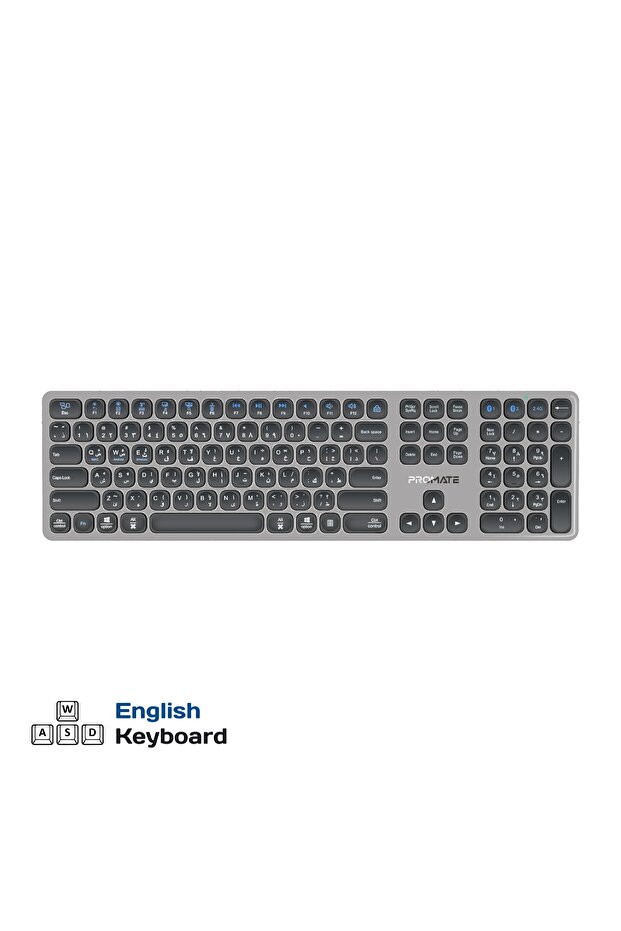 Slim Wireless Keyboard, Triple-Mode BT5.1+2.4G, Silent Keys, 100H, USB-C Rechargeable, All OS, English only