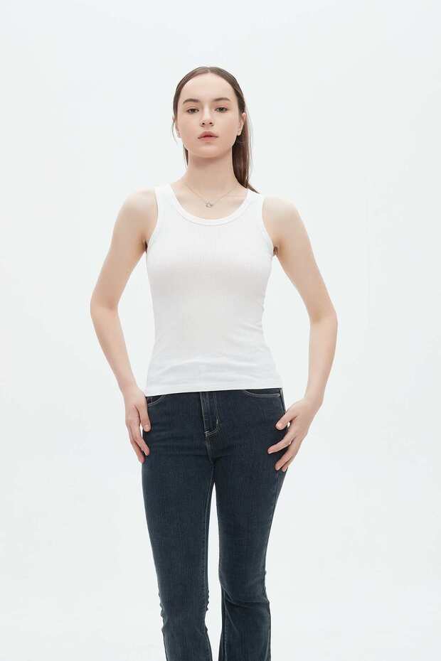 Solid Ribbed Tank Top - 3