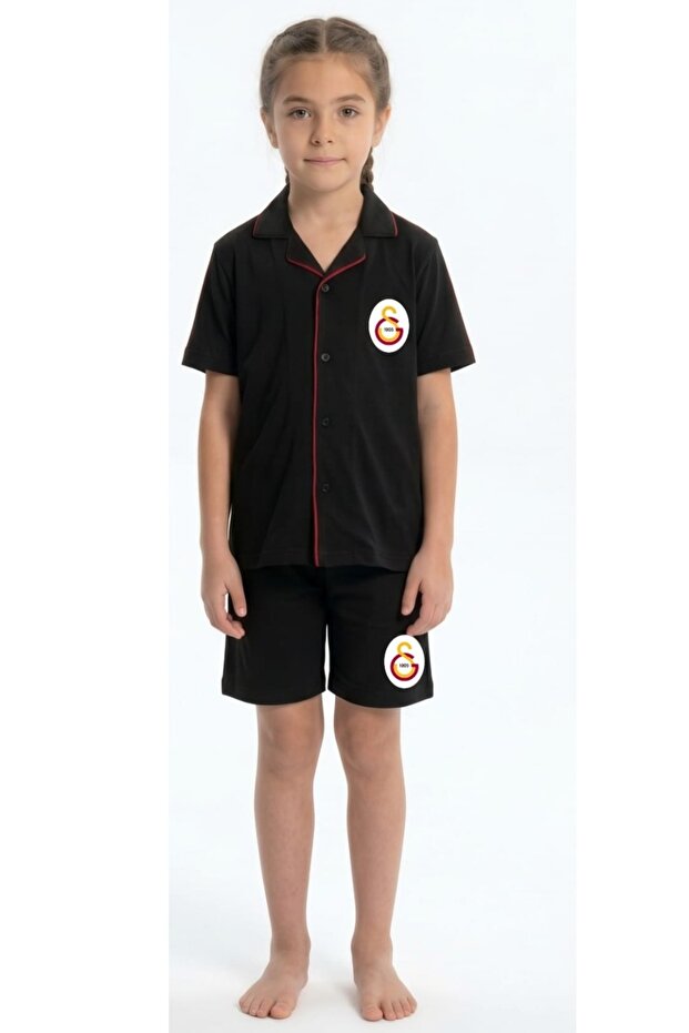 Original Licensed Girl's Front Buttoned Square Neck Short Sleeve Pajama Set 100% Cotton