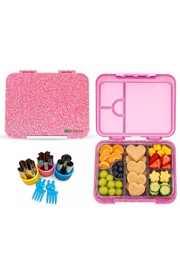 Bento Glitter Lunch Box For Kids, 1195 ml - Pink