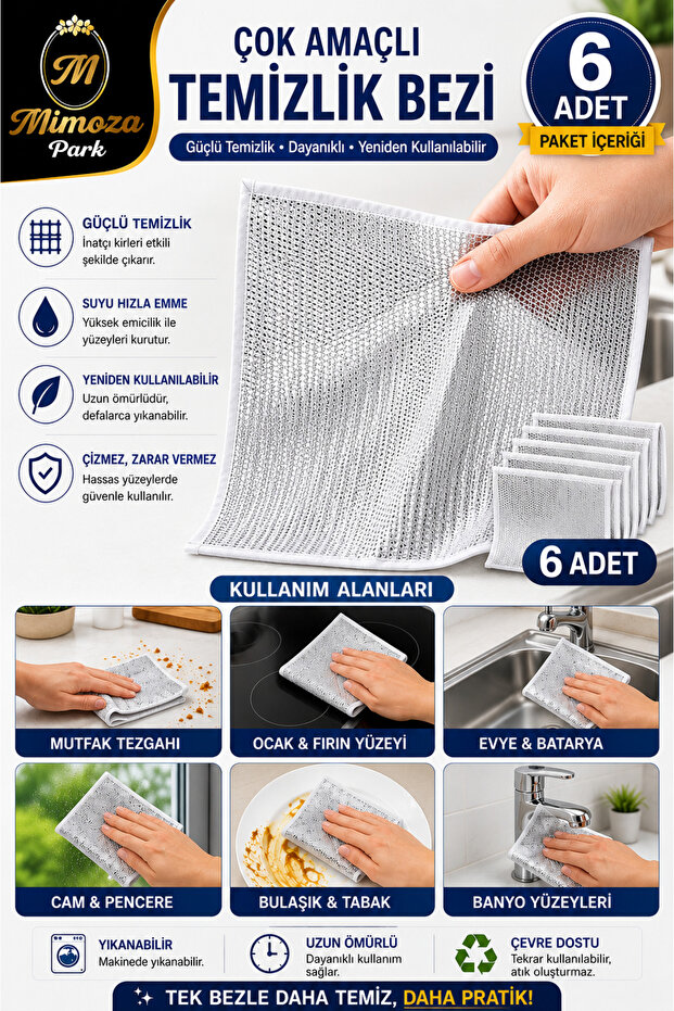 6 Pieces Single Layer Anti-scratch Scrub Cloth - Steel Wire Dish Towel