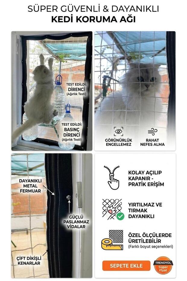 Zipper Window Cat Safety Net - 1