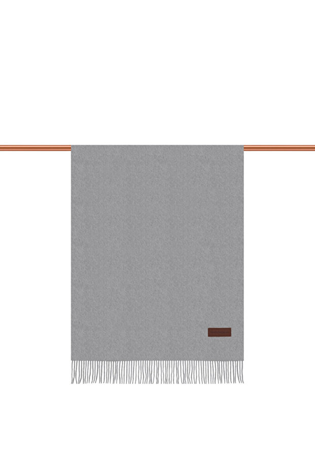 Gray Solid Color Winter Shawl - 2