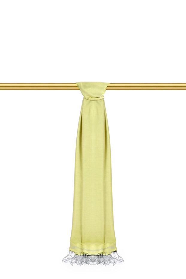Lime Gray Double Sided Silk Shawl - 2