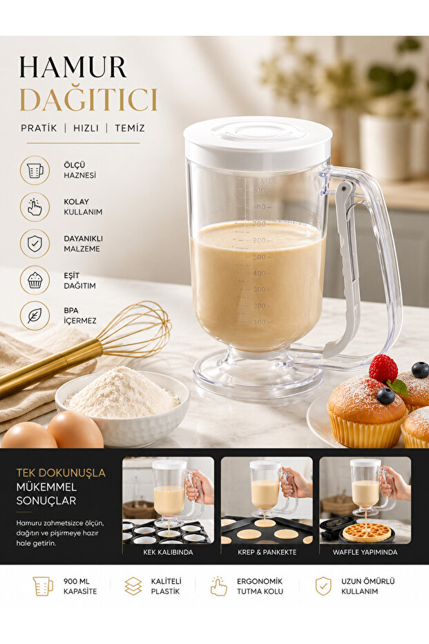 Practical Dough Dispenser Pancake Crepe Muffin Easy Pour Container