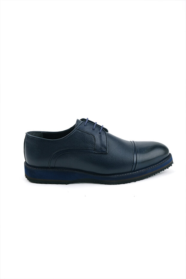Men's Navy Blue Seasonal Casual Eva Sole Leather Sneakers