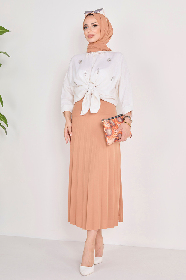 Pleated Skirt Mink - 23035