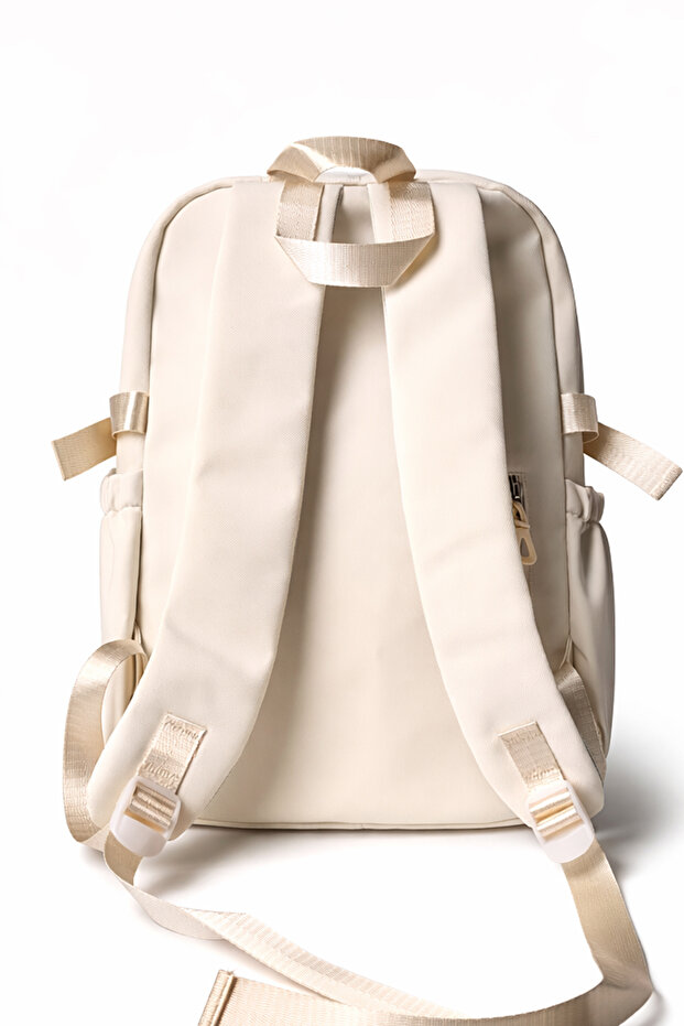 Large Volume Pencil Case School, Backpack Beige - 3