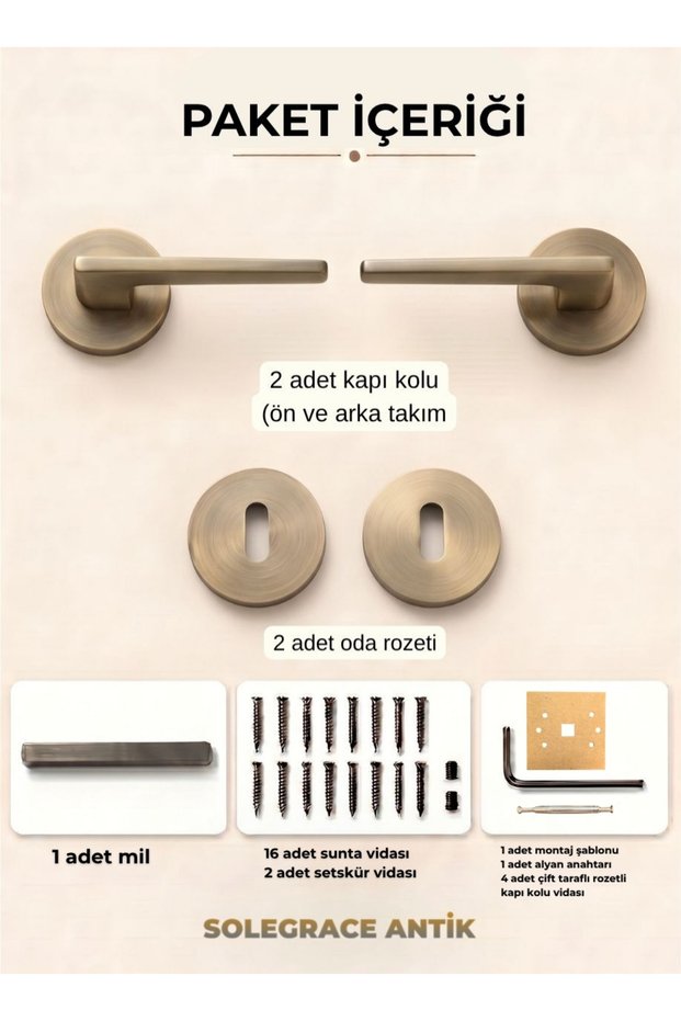 Solegrace Antique Round Rosette Door Handle Luxury Room Door Handle
