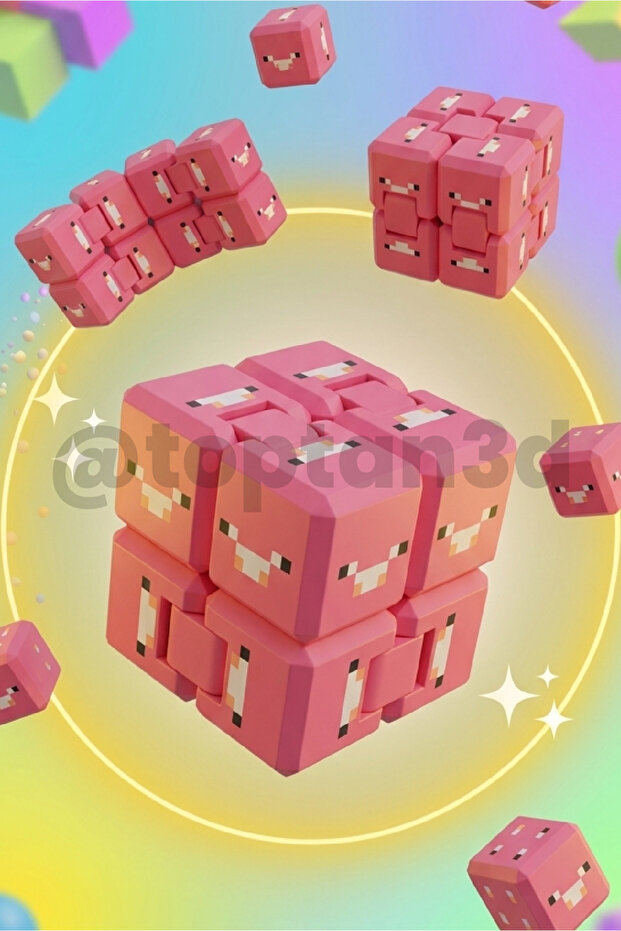 Pig Stress Cube - Infinite Cube, Foldable Cube, Stress Toy