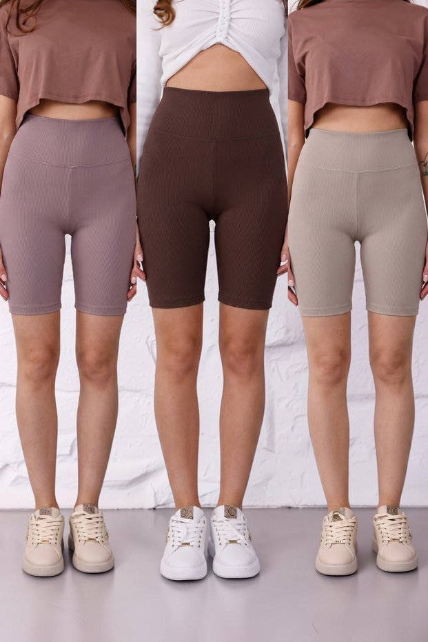 3-Pack Advantage Women's No-Show Extra Flexible High Waist Biker Ribbed Short Shorts Leggings