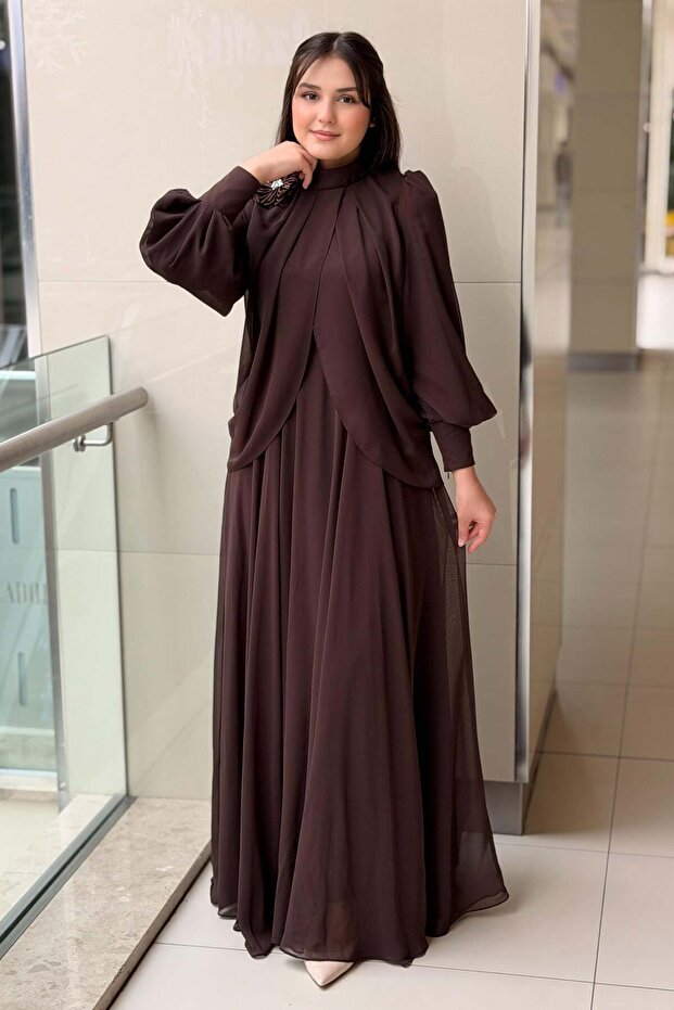 Verev Chiffon Fronted Evening Dress