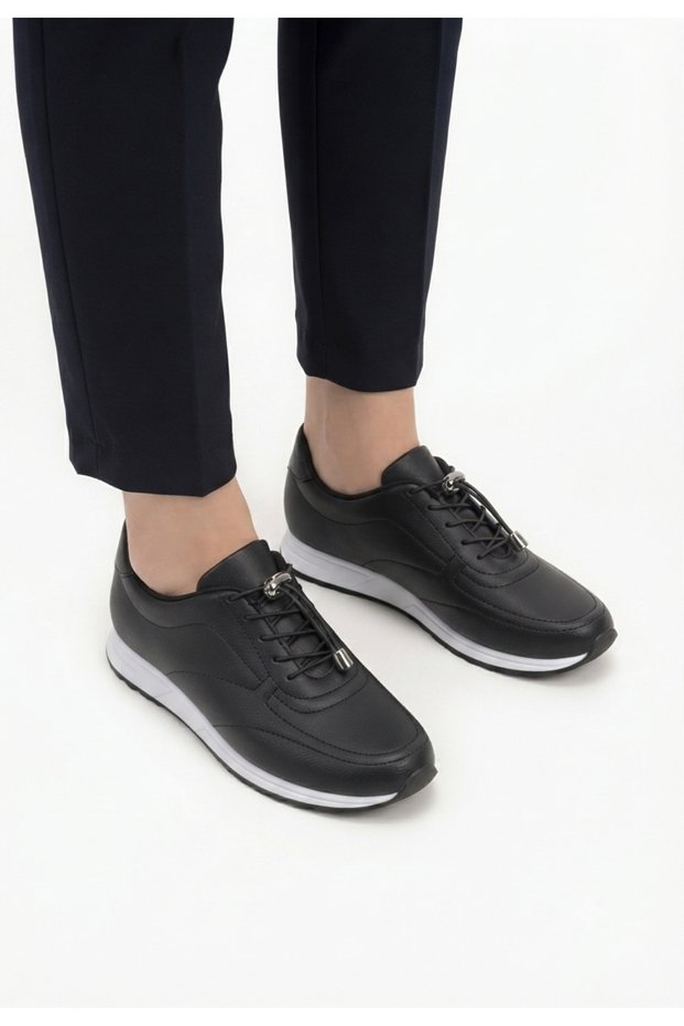 Fino Black Lace-Up Orthopedic Comfortable Sports Shoes